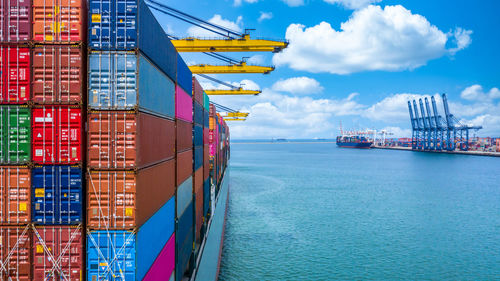 View of pier at harbor against sky