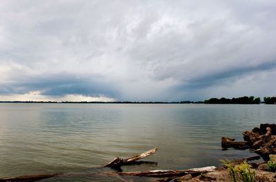 Scenic view of lake against sky