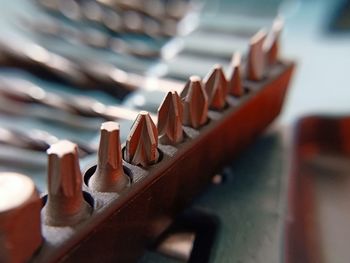 Close-up of chain on table