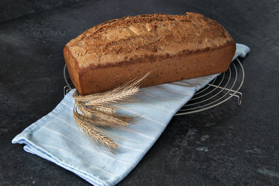 High angle view of bread on table