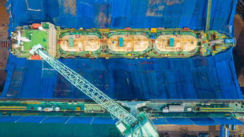 Shipyard repair shipping oil angle view shot 