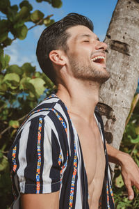 Young man looking away