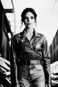 Portrait of young woman standing outdoors