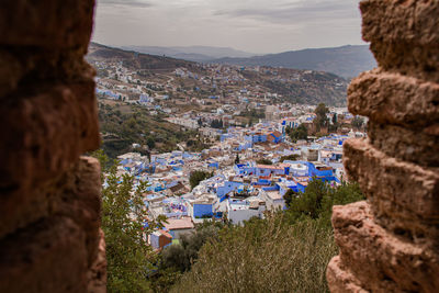 High angle view of buildings in city