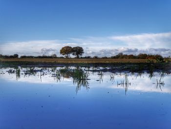 Scenic view of lake against sky