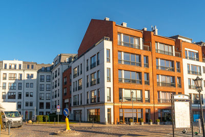 Low angle view of building against clear sky