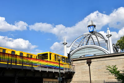 Train on railroad tracks against sky