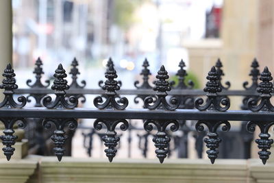 Close-up of metal railing