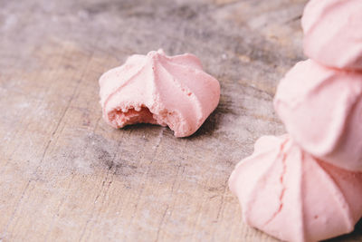 Close-up of pink bread on table