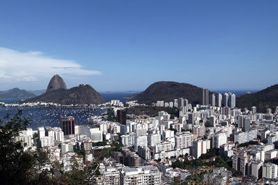 Cityscape against clear sky