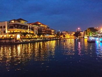 Illuminated buildings at night