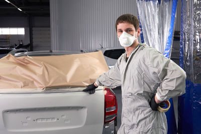 Man working in garage