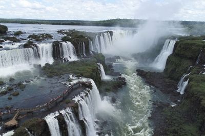 Aerial view of iguaçu's waterfalls. great landscape. nature's beauty scene,