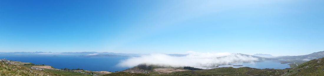 Panoramic view of landscape against blue sky