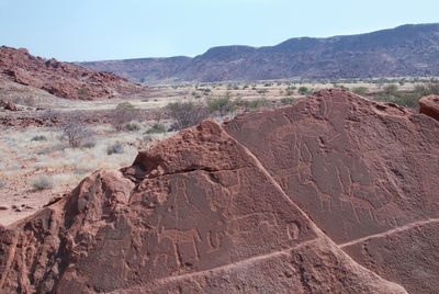Scenic view of mountains against clear sky