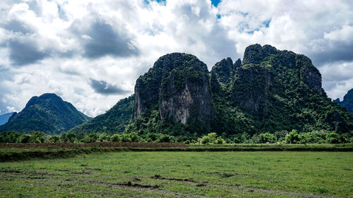 Scenic view of mountain against sky
