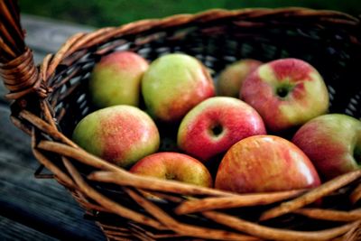 Close-up of apples in basket
