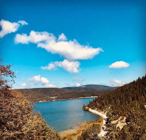 Scenic view of lake against sky