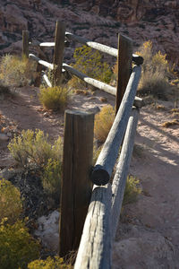 Close-up of wooden post