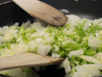 Close-up of chopped vegetables on cutting board