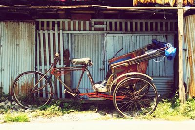 Bicycle parked on bicycle