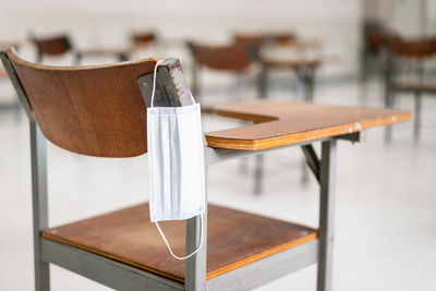 Close-up of empty glass on table at restaurant