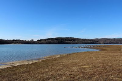 Scenic view of lake against sky