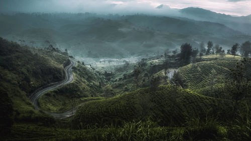 Scenic view of landscape and mountains