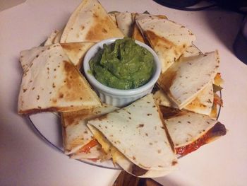 Close-up of served food in plate