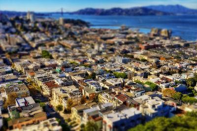 High angle view of townscape against sky