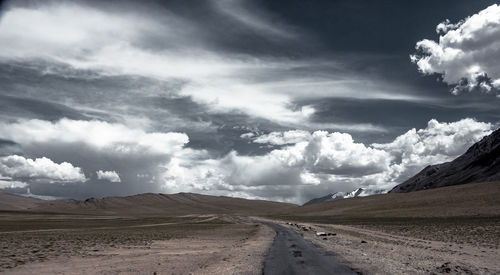 Dirt road along countryside landscape