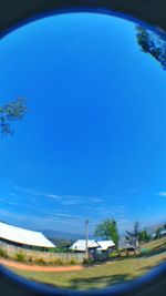 View of road against blue sky