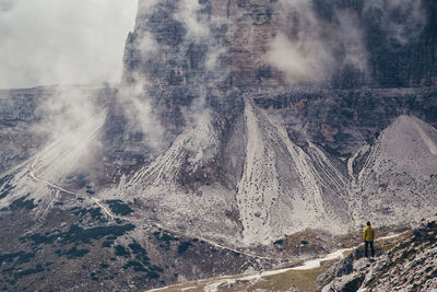 Aerial view of snow covered mountain