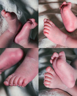 High angle view of baby feet