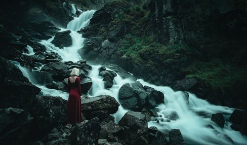 Scenic view of waterfall