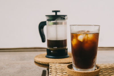 Close-up of drink in glass on table