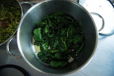 High angle view of vegetables in bowl