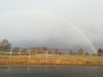 Scenic view of rainbow against sky