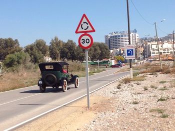 Road sign on road