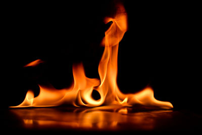 Close-up of fire against black background