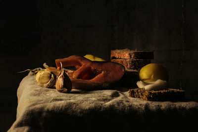 Close-up of breakfast on table