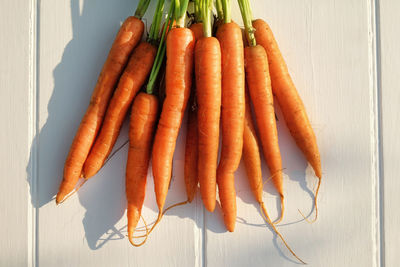 High angle view of vegetables on table