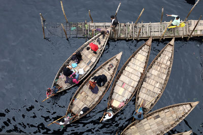 High angle view of boat in river