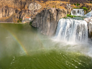 Scenic view of waterfall