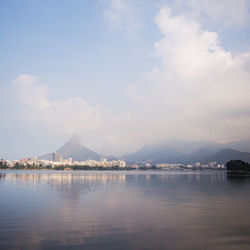 Scenic view of lake against sky