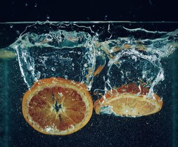 Close-up of lemon in water