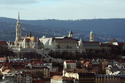 High angle view of buildings in city