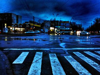 View of city street at night