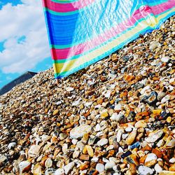 Multi colored stones on beach