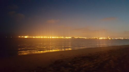 Scenic view of sea against sky at night